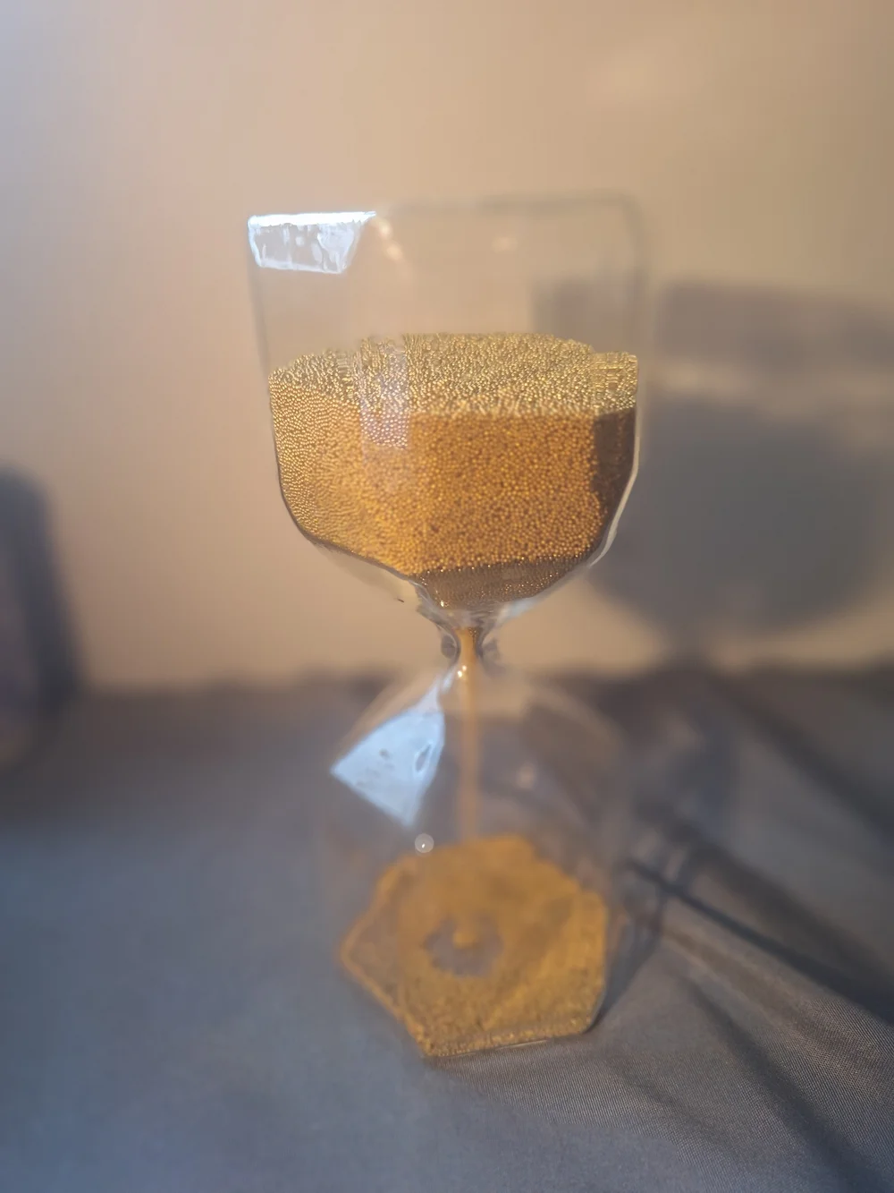 Octagonal Hourglass with Gold Bead Sand